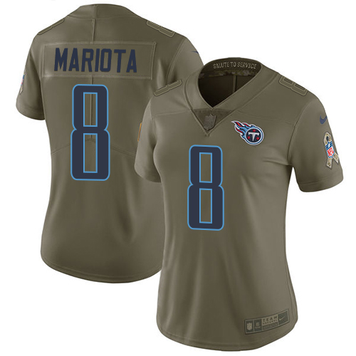 Nike Titans #8 Marcus Mariota Olive Women's Stitched NFL Limited Salute to Service Jersey